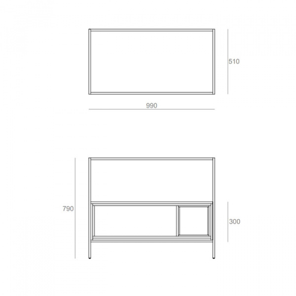 SIMAS Folio Напольная тумба 100x51x79 см с керамической столешницей. 1 ящик цвет: белый матовый/SHERWOOD