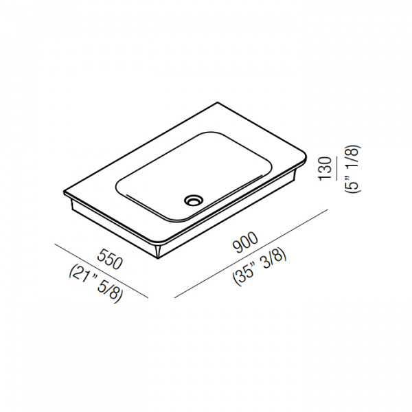 Agape Novecento XL Раковина на стальной базе 90x55x13 см, без отв., цвет: матовый белый/темный серый