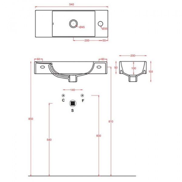 Artceram LAVAMANI BRICK Раковина 20х54 см, 1 отв., со слив-переливом, цвет: белый