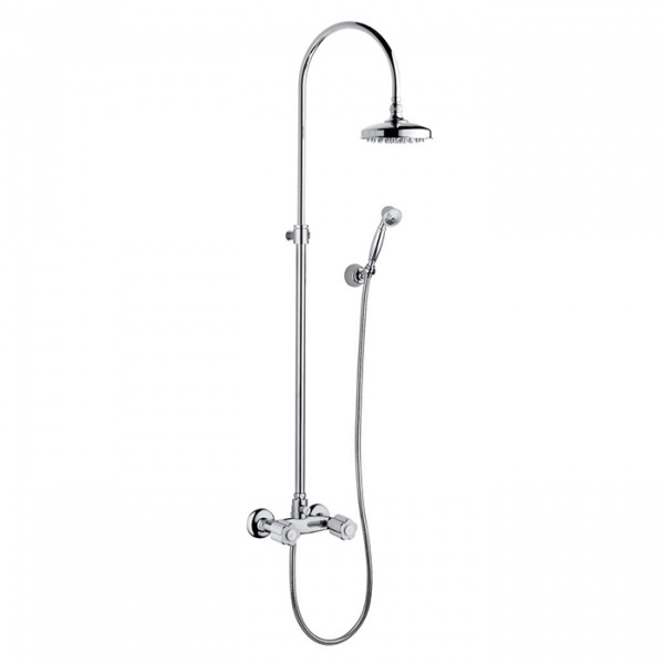 Bongio Fleur Blanc Душевая стойка с верхней лейкой D-185 мм и ручным душем на держателе,хром/белый