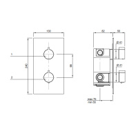 Antonio Lupi Bikappa Смеситель для душа, термостатический, с ручкой управления и переключателем потоков на два выхода, цвет: хром