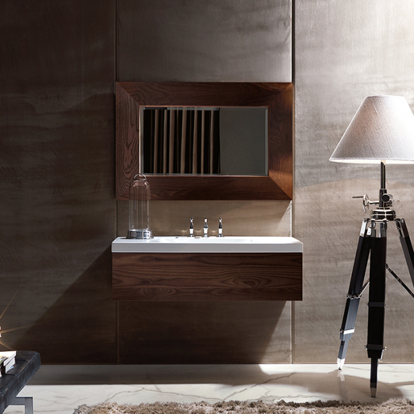 Kerasan Bentley Тумба подвесная из дерева, с раковиной 100x50, цвет: темный ясень