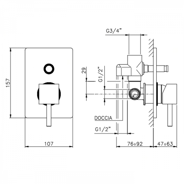 Nicolazzi Antelao Смеситель для душа с переключателем встаиваемый на 1 отверствие, цвет: хром