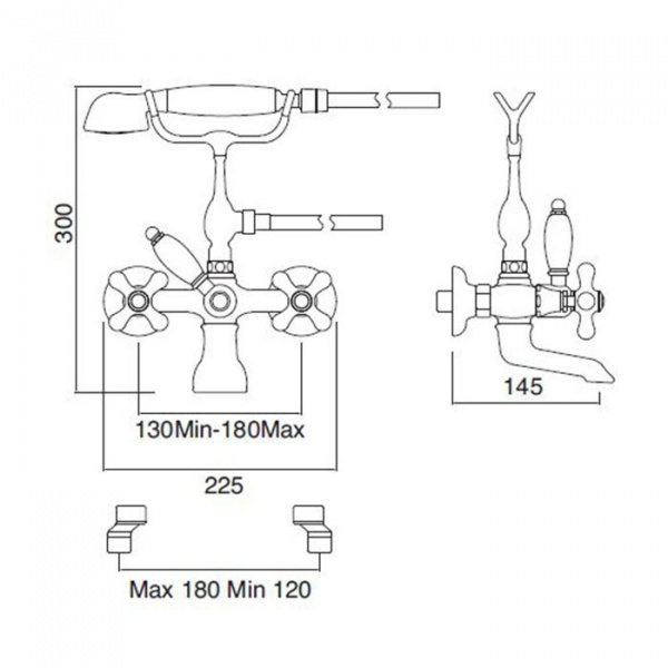 Sbordoni Etruria Смеситель для ванны на 2 отверстия, цвет: черный никель