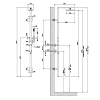 Gessi Rettangolo Термостатический смеситель с верхним душем, авт.переключателем ванна/душ, лейкой и шлангом 1,5м, высота 1774мм, цвет: хром