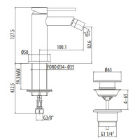 Gattoni Circle Two Смеситель для биде  на 1 отверстие, с донным клапаном, цвет: хром