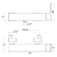 Gattoni Kubik Смеситель для душа, однорычажный, вывод снизу, цвет: Nero Opaco