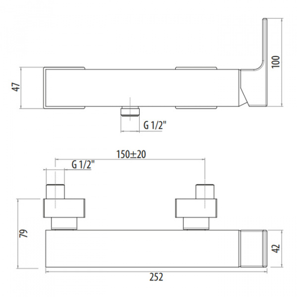 Gattoni Kubik Смеситель для душа, однорычажный, вывод снизу, цвет: Nero Opaco