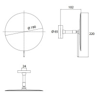 EMCO Pure Зеркало косметическое, Ø190мм, настенное, одинарный, 3x кратное увеличение, подвесной, цвет: хром