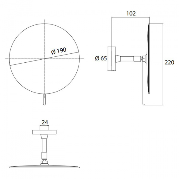 EMCO Pure Зеркало косметическое, Ø190мм, настенное, одинарный, 3x кратное увеличение, подвесной, цвет: хром