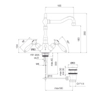 Carlo Frattini Herend, Смеситель на раковину на 1 отверстие с вращающимся изливом, цвет: Хром