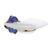 THG Pétale de cristal bleu Мыльница стеклянная, подвесная, цвет: золото/синий хрусталь