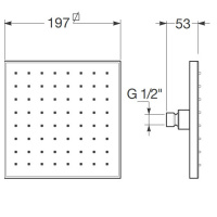 Armani Roca Island Верхний душ 197х197мм, цвет: brushed steel