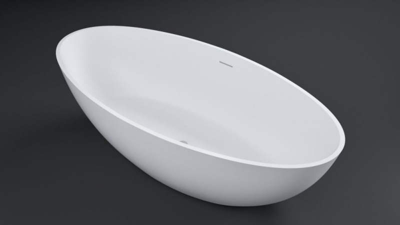 a-Uno Ванна отдельностоящая из литьевого мрамора 1800*850*530 мм (щелевой перелив, выпуск clic-clac в комплекте, сифон над уровнем пола), белый матовый