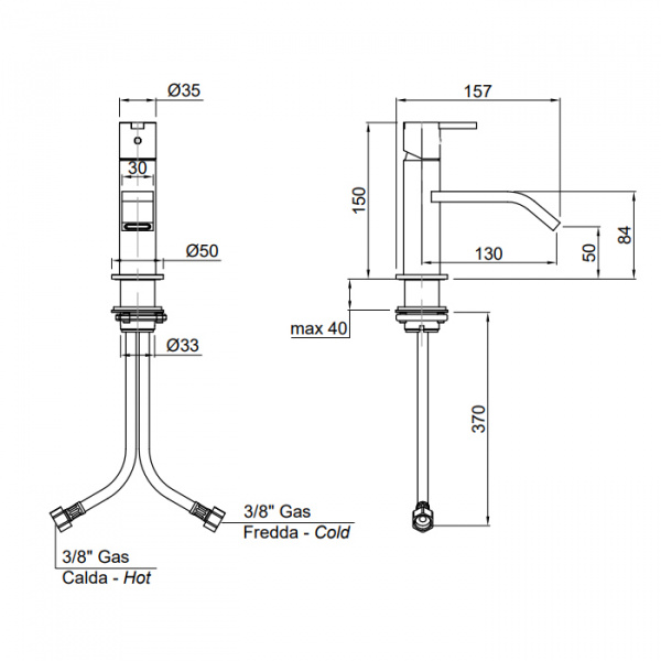 Antonio Lupi Bikappa Смеситель для раковины или биде, на 1 отв., излив: 157мм, цвет: хром