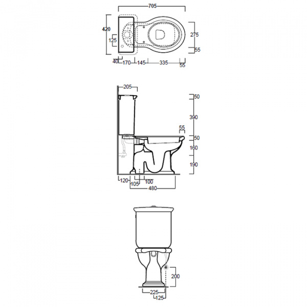 SIMAS Lante Унитаз моноблок 70.5х36.5см, с вертикальным сливом с бачком с кнопкой смыва, фурнитура хром, цвет: белый