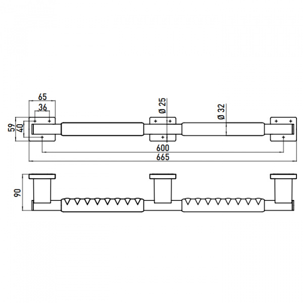 EMCO System2 Поручень, корпус черный, 665мм, подвесной, цвет: хром