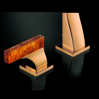 THG Ginkgo Смеситель для раковины, 3 отв., цвет: золото/хрусталь