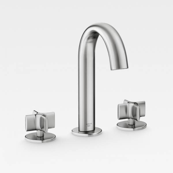 Armani Roca Baia Смеситель для раковины на 3отв., с донным клапаном, цвет: brushed steel