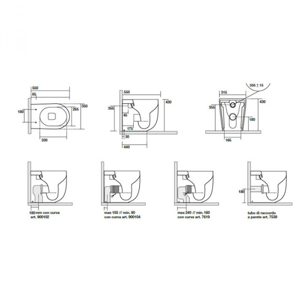 Kerasan Nolita Унитаз безободковый пристенный 55х35 см, с креплениями WB5N, цвет: Белый матовый