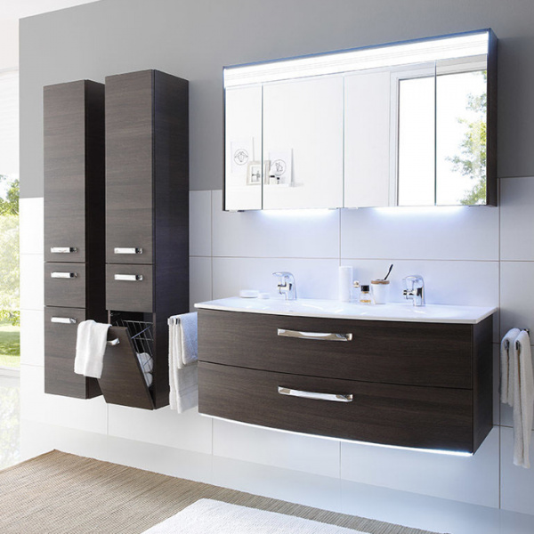 Pelipal Solitaire 7025 Комплект мебели с зеркальным шкафчиком и подсветкой, 170см, Цвет: мокка