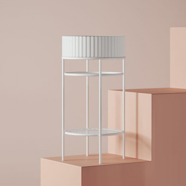 Artceram VOGUE Металическая структура Ø44хh72,5см с раковиной Millerighe без отв. под смеситель, с сетчатой полочкой, цвет: белый матовый