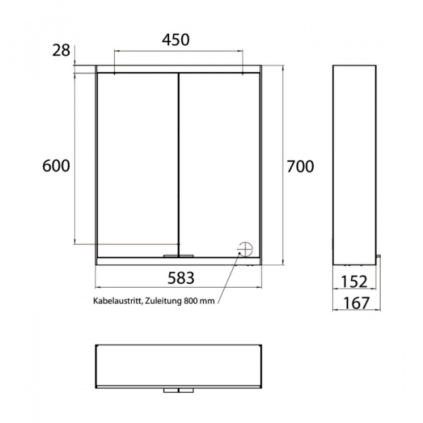 EMCO Prime2 Зеркальный шкаф 60xh70см с подсветкой, навесной,  2 двери, 2 полки, розетка, цвет: белый