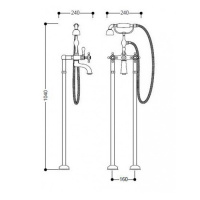 Kerasan Retro Опоры напольные 80см для смесителя для ванны(комплект-2шт), хром