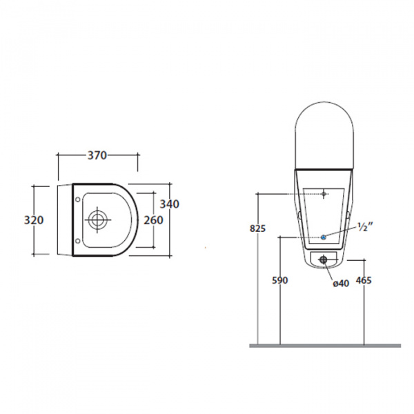 Globo Forty3 Писсуар настенный Г*Ш 37*34см с крышкой, сифоном и крепежом, цвет: белый