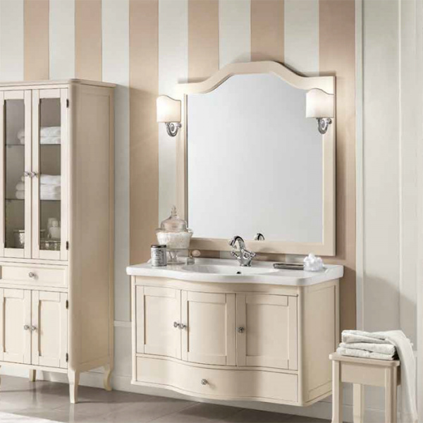 EBAN Virginia Комплект мебели: база под раковину, с раковиной и зеркалом, 103см, Цвет: Pergamon