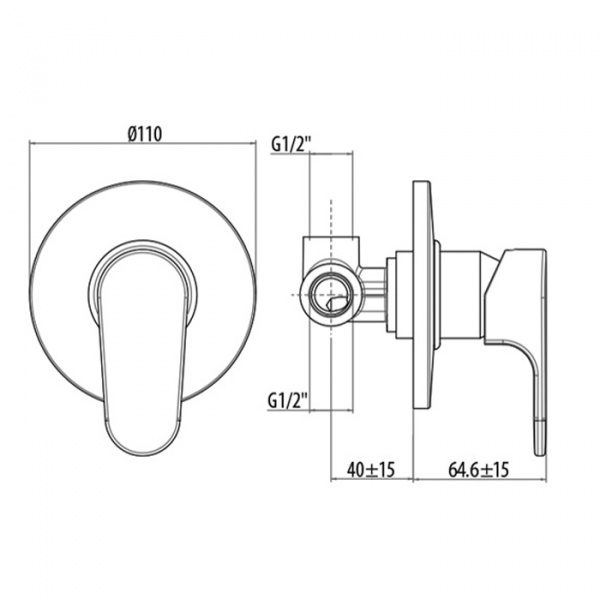 Gattoni H2omix1000 Встраиваемый смеситель, укомплектован внутренней частью, цвет: хром