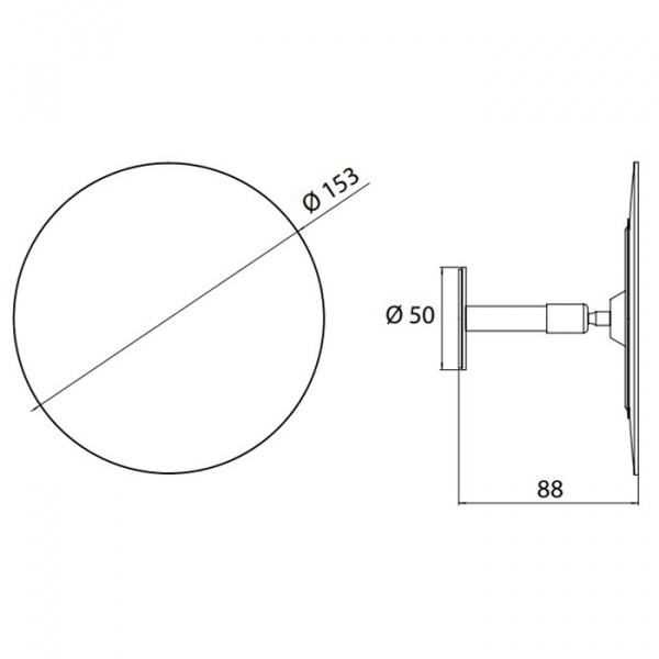 EMCO Pure Зеркало косметическое, Ø200мм, настенное, самоклеющееся, 3x кратное увеличение, подвесной, цвет: хром
