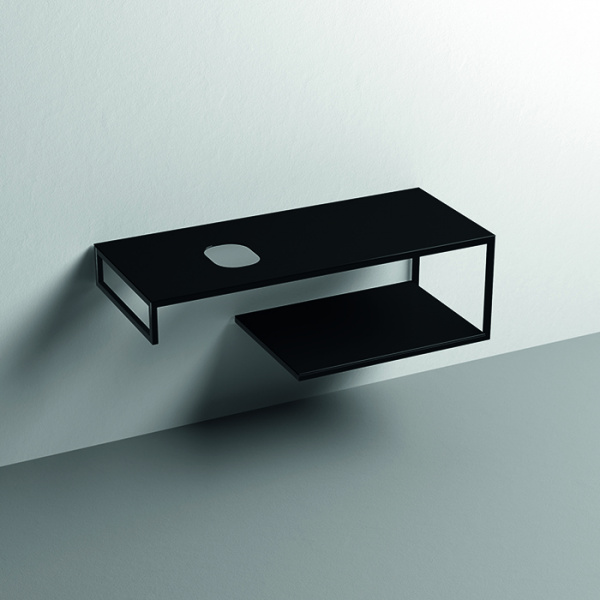 Kerasan Louise Металлическая структура для раковины 120см, подвесная, с полкой, с 1 отв., с полотенцедержателем, цвет: черный матовый