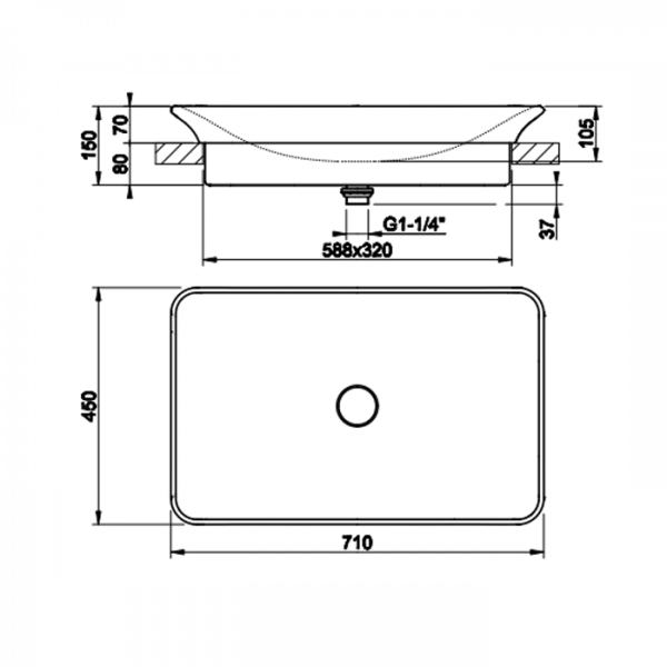 Gessi iSpa Раковина 71х45 см, без отв., с донным клапаном, цвет: белый