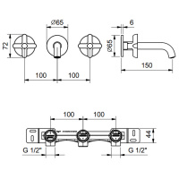 Fantini Icona Classic Смеситель для раковины, настенный, цвет: хром