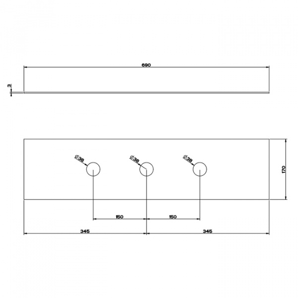 Gessi 316 Пластина на 3 отверстия для монтажного бокса, цвет: brushed black metal pvd