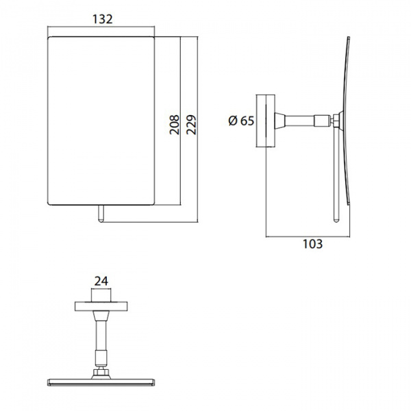 EMCO Pure Зеркало косметическое, 208x132мм, настенное, одинарный, 3x кратное увеличение, подвесной, цвет: хром