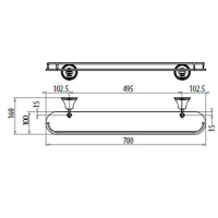 Gattoni Vivaldi полка стеклянная, подвесной, цвет: держателя хром