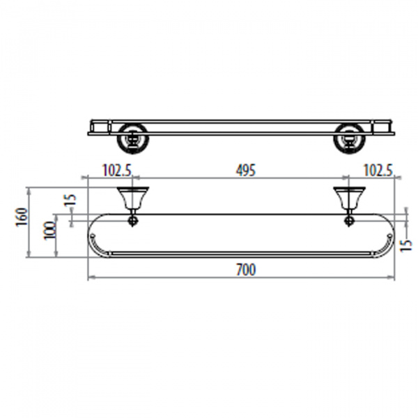 Gattoni Vivaldi полка стеклянная, подвесной, цвет: держателя хром