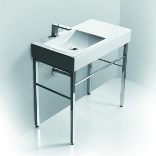 Simas Frozen Консоль 90х50см с 1 отв. выбитым вручную, цвет: белый