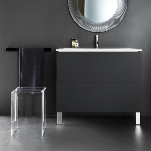 Laufen Kartell Тумба с керамической раковиной 80х50х72.5см, с 2 выдвиж. ящиками с 1 отв. под смеситель, цвет: мокрый асфальт