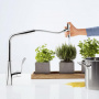 Hansgrohe Metris Select M71 Смеситель  для кухни на 1 отв, поворотный и выдвижной излив 1jet, кнопка вкл/выкл воды, цвет: хром