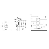 Duravit D-Code Писсуар подача воды сверху, без смывного края, вкл. смывную форсунку, набор для подачи воды, сливной вентиль