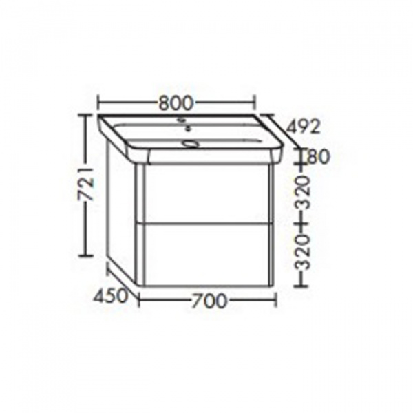 Burgbad Iveo Комплект мебели с раковиной 800х492х721, цвет: белый глянец
