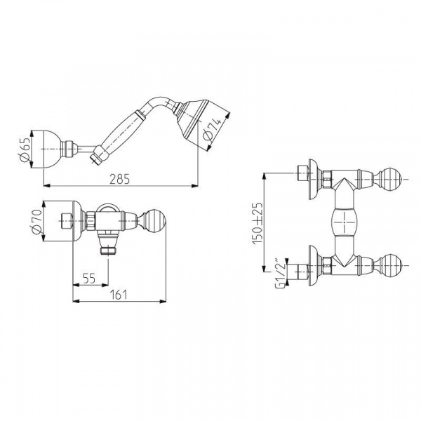 Carlo Frattini Elizabeth Chic Смеситель на раковину на 3 отверстия с вращающимся изливом, ручки Swarovski, цвет: хром