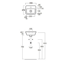 SIMAS Evolution Раковина 31х27 см, 1 отв., цвет: белый