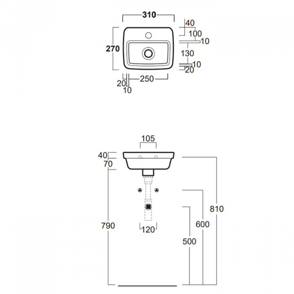 SIMAS Evolution Раковина 31х27 см, 1 отв., цвет: белый