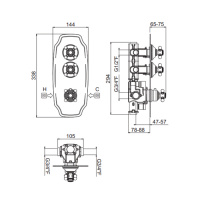 Carimali Colonial Смеситель термостатический, встраиваемый, на 2 выхода, цвет: хром