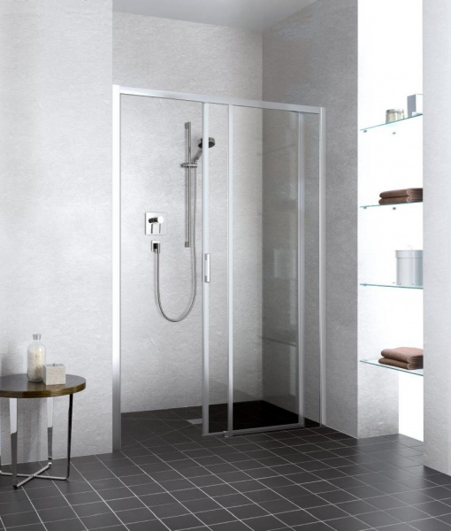 Kermi LIGA Дверь в нишу LI D2R 160х200см., н.ч. справа, глянцевое серебро+klar