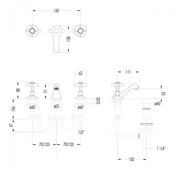 Devon&Devon Coventry Смеситель для биде, цвет: хром